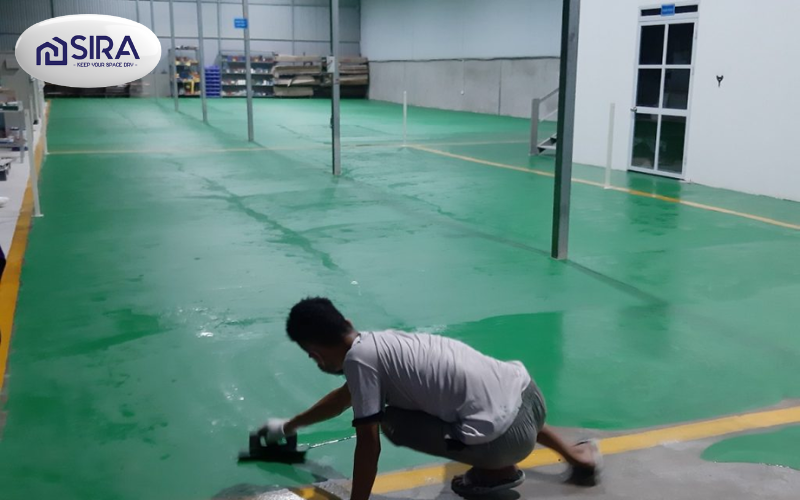 Thi công lớp sơn phủ epoxy chống thấm